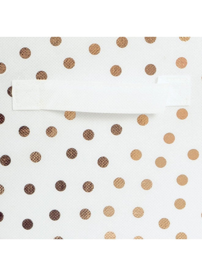 DII Non Woven Storage Collection Polka Dot Collapsible Bin Large Set 13x13x13 Cube White  Copper 2 Piece - Image 3