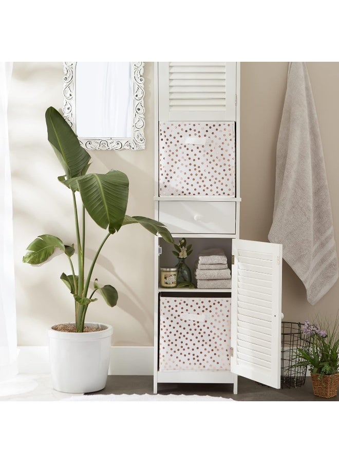 DII Non Woven Storage Collection Polka Dot Collapsible Bin Large Set 13x13x13 Cube White  Copper 2 Piece - Image 5