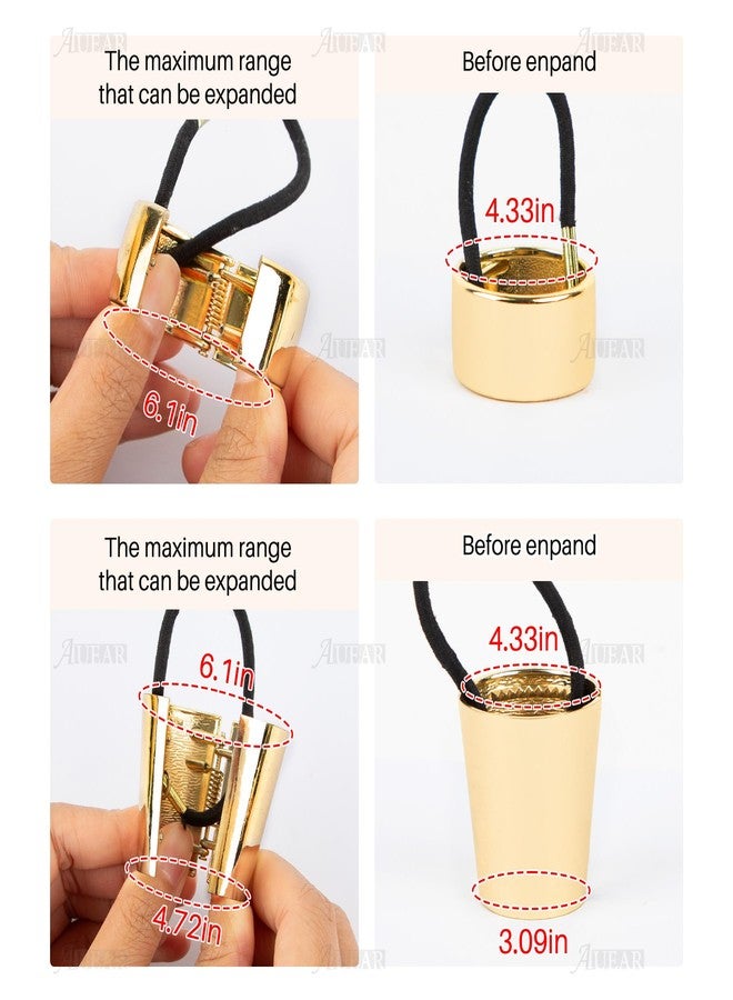 AUEAR, Brushed Metal Expandable Hair Cuff Ponytail Holder Elastic Tie for Women Girls Thick Rings Set (3 Pcs, Style 3) - Image 3