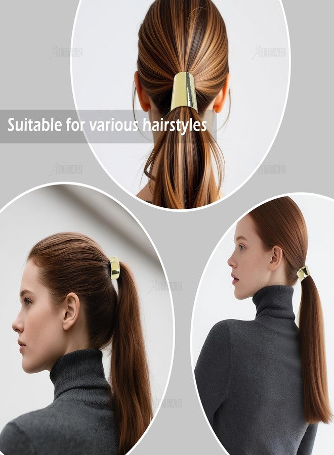 AUEAR, Brushed Metal Expandable Hair Cuff Ponytail Holder Elastic Tie for Women Girls Thick Rings Set (3 Pcs, Style 3) - Image 5