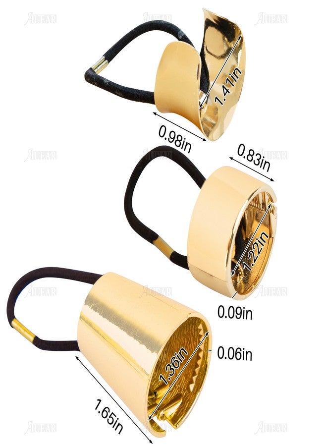AUEAR, Brushed Metal Expandable Hair Cuff Ponytail Holder Elastic Tie for Women Girls Thick Rings Set (3 Pcs, Style 3) - Image 2