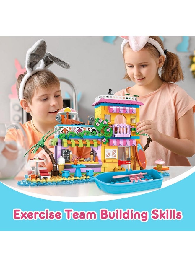 Hogokids Beach House Building Set - Seaside Villa Building Toys Friends Vacation Hut Construction Blocks 586Pcs Cottage Playset Birthday For Kids Girls Boys Age 6 7 8 9 10 11 12 Years  - Image 4
