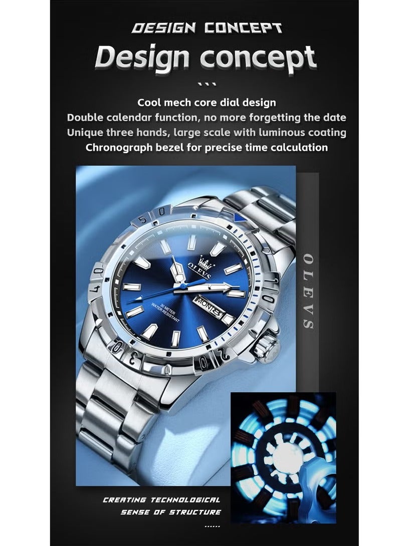 أوليفز ساعات رجالية كوارتز ستانلس ستيل مقاومة للماء 5560 - Image 4