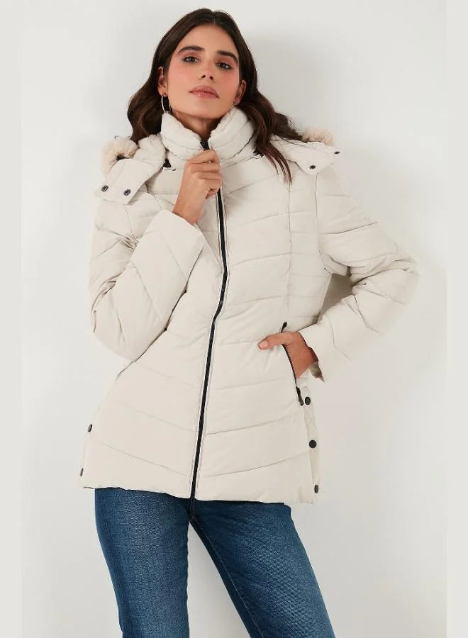 Lela Lela Quilted Slim Fit Detachable Hooded Coat Women's COAT 497MARA