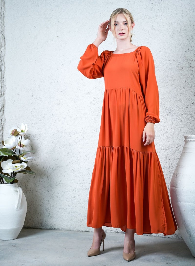 Ideal Classic Brown Comfortable Maxi Dress - Elegant Waves - Image 2