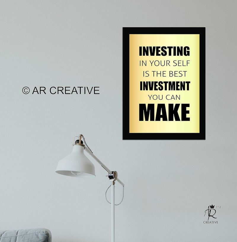 AR Creative Investing in Yourself Trading Motivational Quote Framed Wall Poster Inspirational Quotes Print with Frame Stock Market Home Office Decor 136 inch x 102 inch