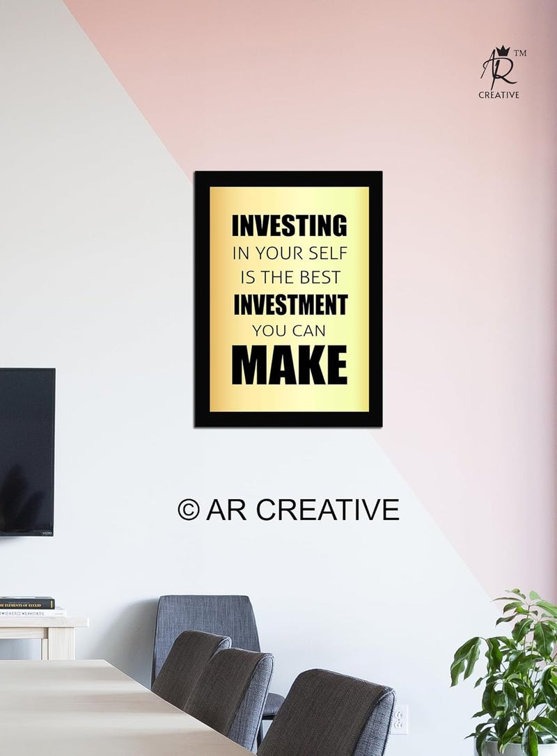 AR Creative Investing in Yourself Trading Motivational Quote Framed Wall Poster Inspirational Quotes Print with Frame Stock Market Home Office Decor 136 inch x 102 inch