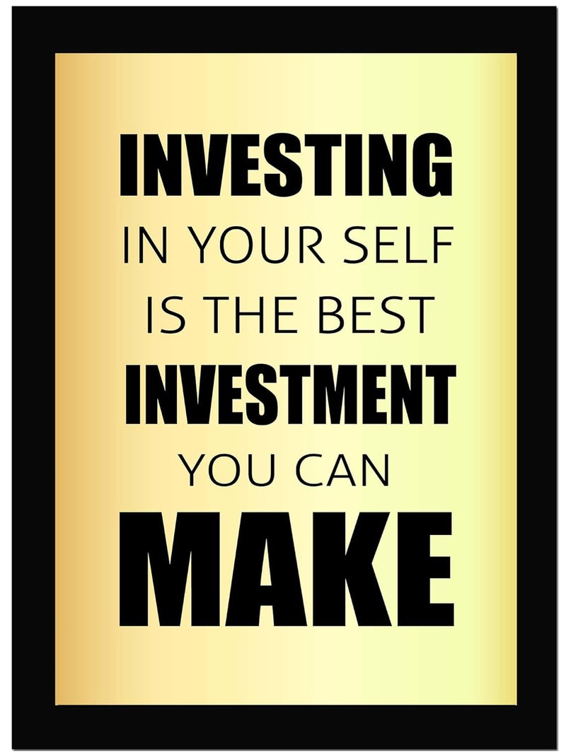 AR Creative Investing in Yourself Trading Motivational Quote Framed Wall Poster Inspirational Quotes Print with Frame Stock Market Home Office Decor 136 inch x 102 inch