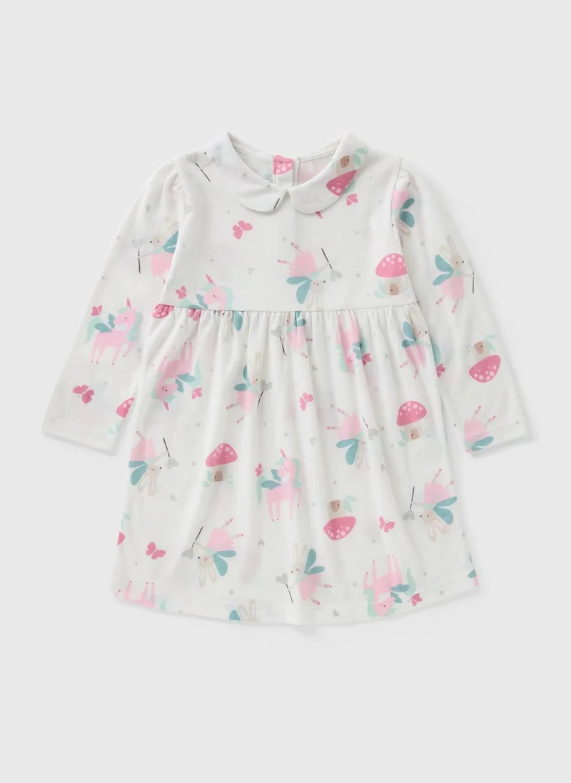 ماتلان Girls White Printed Upspec Nightie