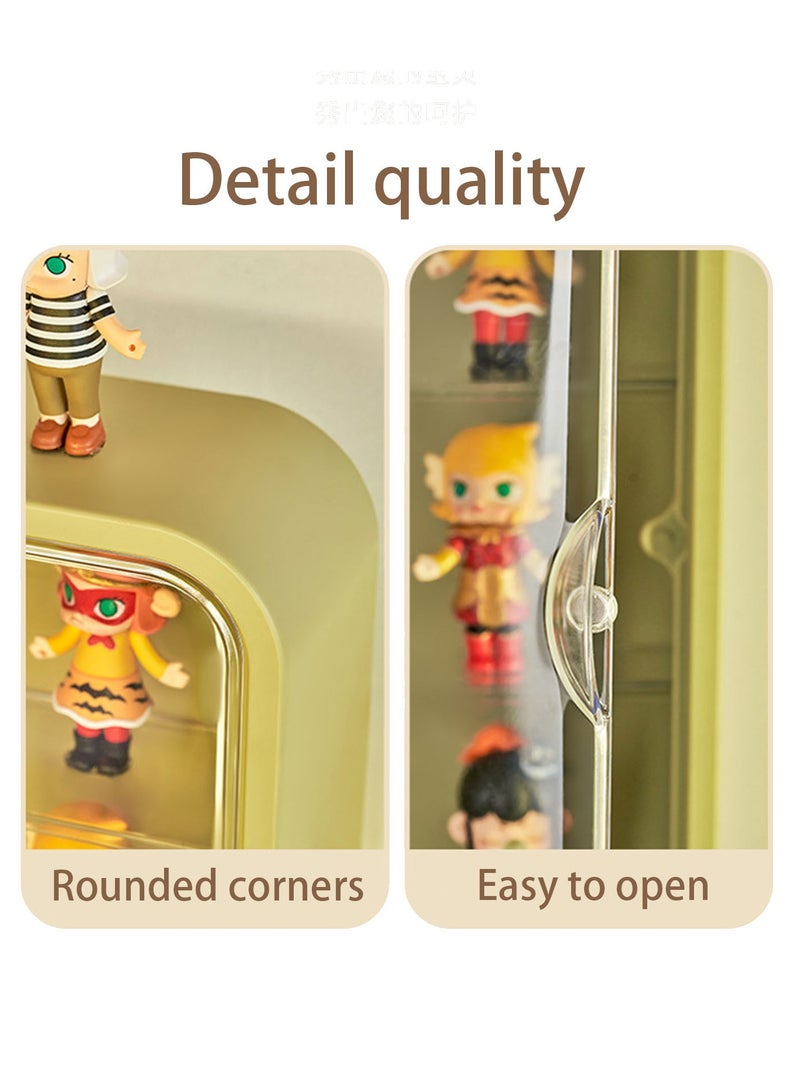 Hihonor 3 Tier Transparent Collectibles Display Box with Magnetic Door Acrylic Display Box, Plastic Wall Display Box, Transparent Wall Mounted Wall Cabinet for Bedroom, Study, Living Room, Yellow - Image 5
