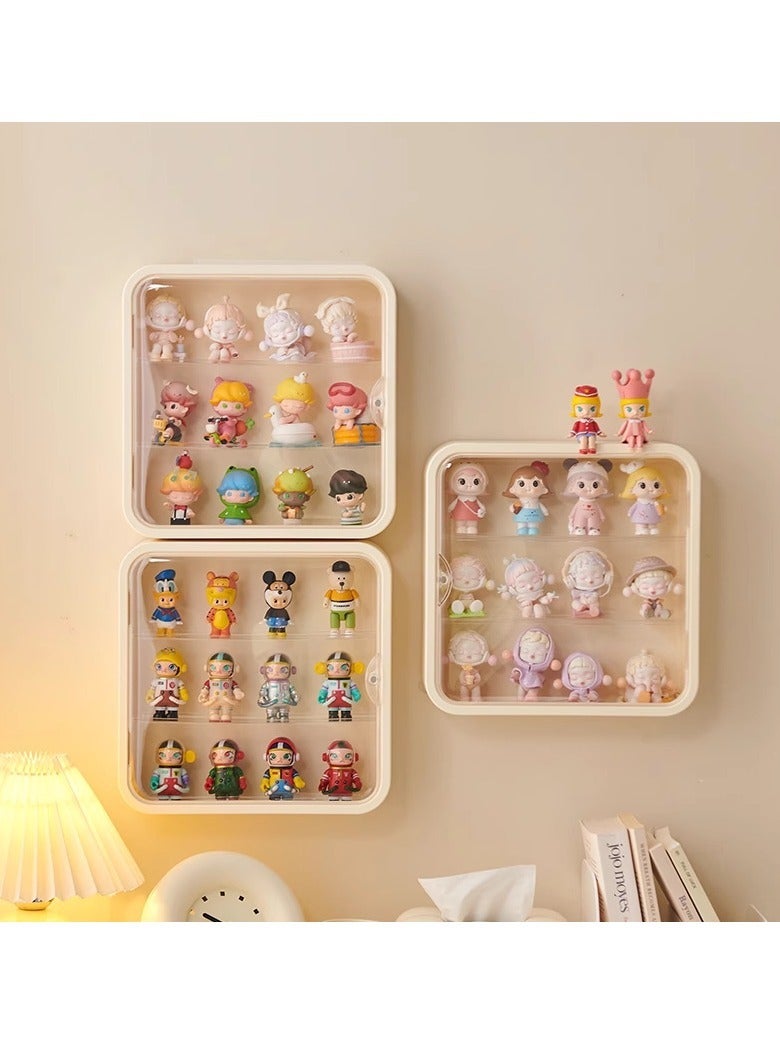 Hihonor 3 Tier Transparent Collectibles Display Box with Magnetic Door Acrylic Display Box, Plastic Wall Display Box, Transparent Wall Mounted Wall Cabinet for Bedroom, Study, Living Room, Yellow - Image 3