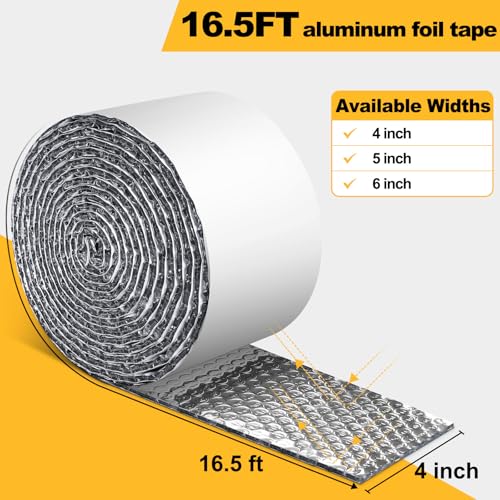 DEMEDO Double Bubble Reflective Foil Insulation Tape, Self-Adhesive Ac Pipe Insulation Wrap for AC Hose, HVAC Duct, Exhaust Hose, Bubble Wrap Insulation for Weatherproof Attics, Windows, Garages - 4 inch - Image 2