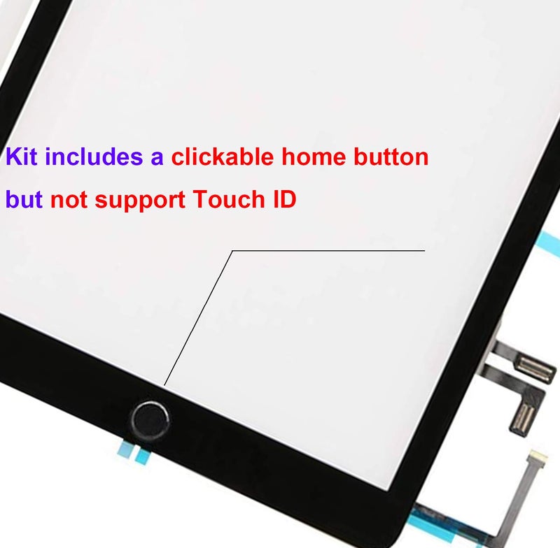Dedyel Black Touch Screen Replacement for iPad 5 2017 9.7 inch, A1822 A1823 Digitizer Replacement with Home Button + Pre-Installed Adhesive + Tool kits - Image 3