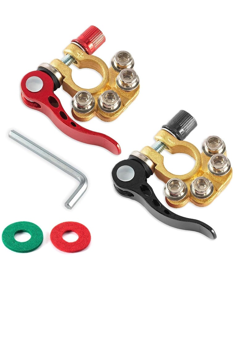 Generic Positive Negative Battery Terminal Clamp Connectors with 2 Battery Insulator Pads for Cars, Trucks, etc. Positive Negative Battery Terminal Clamp Connectors with 2 Battery Insulator Pads for Cars, T  - Image 1