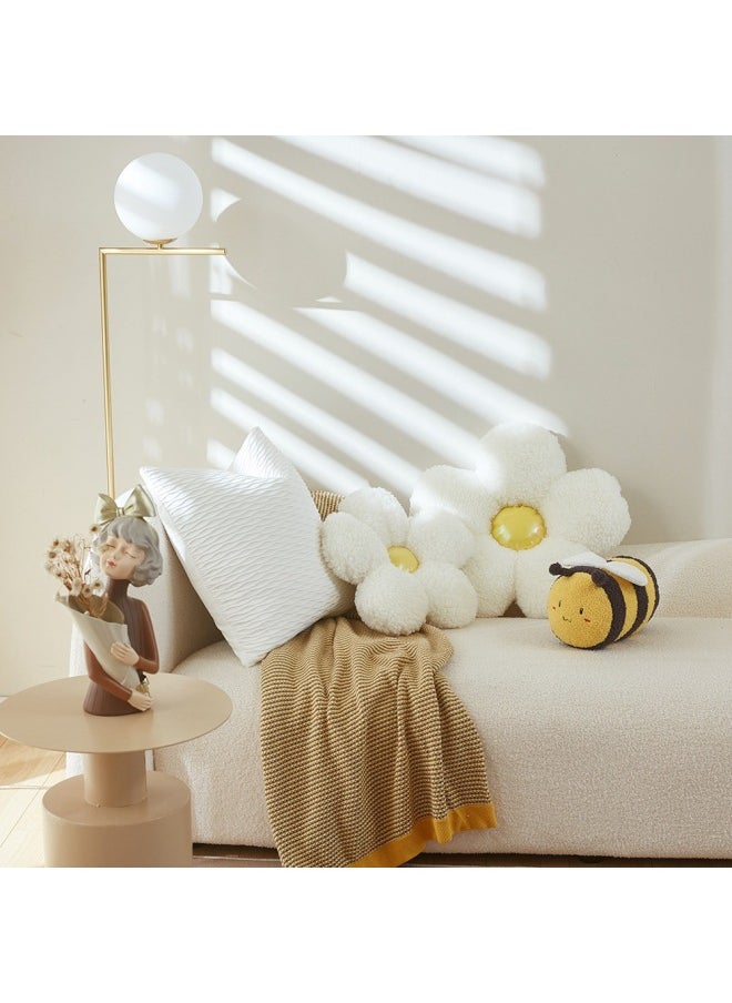null - Artificial Bee Doll Flower Cushion Living Room Simple Home Decoration Plush Toy Fabric Doll Sleeping Batch-Specifications:See Details For Size (flower A Yellow B Blue)-Color:Flowers 40cm (0.25kg) - Image 1