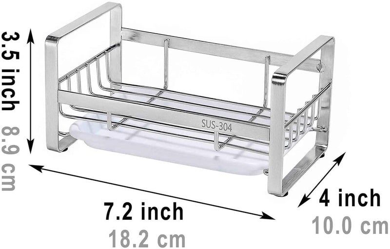 Topinon Sponge Holder,Sus304 Stainless Steel Rust Proof Soap Holder For Kitchen Sink,Kitchen Sink Organizer, Sink Caddy, Sink Tray Drainer Clothing Rack With Removable Tray, Silver - Image 4