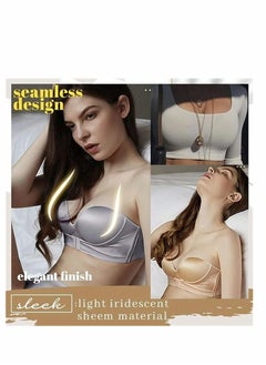 Y&D Women Strapless Front Buckle Lift Bra, Girl Push Up Adjustable Breathable Bra Invisible Wirefree Bandeau Padded Bralette Top  - Image 4