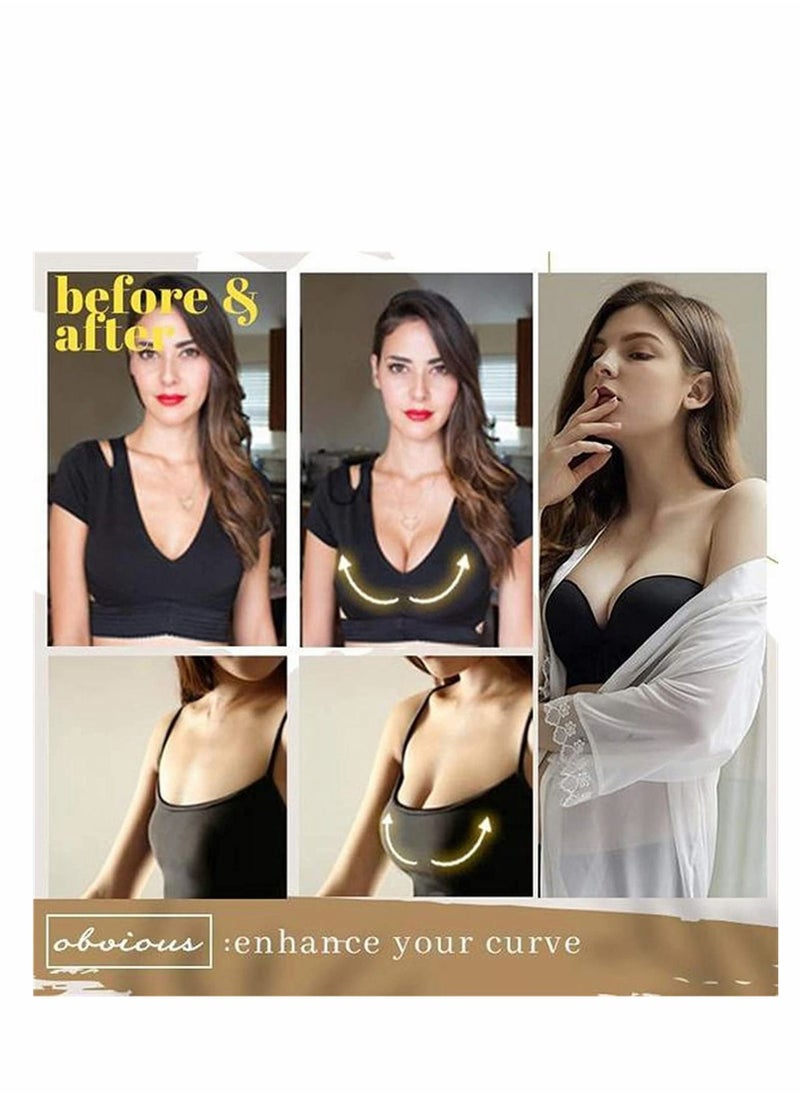 Y&D - Women Strapless Front Buckle Lift Bra, Girl Push Up Adjustable Breathable Bra Invisible Wirefree Bandeau Padded Bralette Top - Image 1