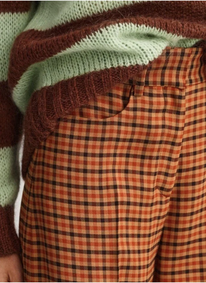غانت Gant High-Waisted Wide Check Pants