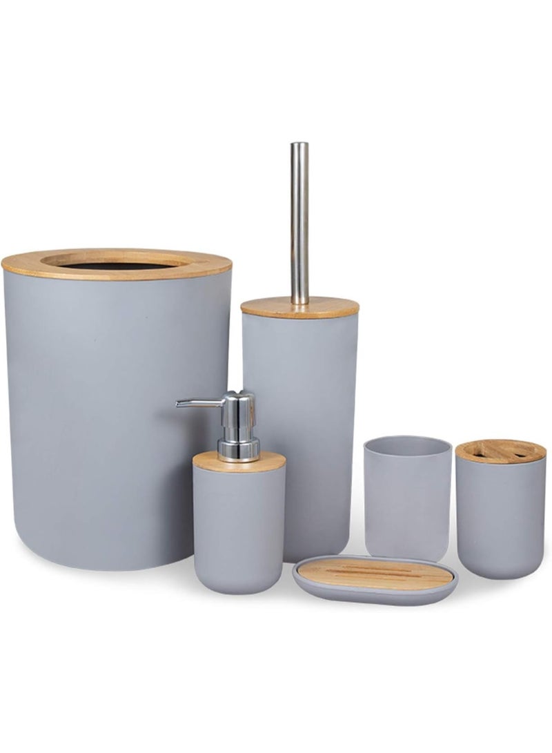 6-Piece Bathroom Accessory Set Bathroom Accessory Set Includes Toilet Brush, Soap Dispenser, Waste Bin, Toothbrush Holder, Soap Dispenser, and Cup - Image 2