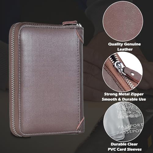 Yuhan Pretty Large Credit Card Holder Wallet Genuine Leather Passport Holder 42 Card Slots (Coffee) - Image 4