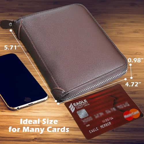 Yuhan Pretty Large Credit Card Holder Wallet Genuine Leather Passport Holder 42 Card Slots (Coffee) - Image 2