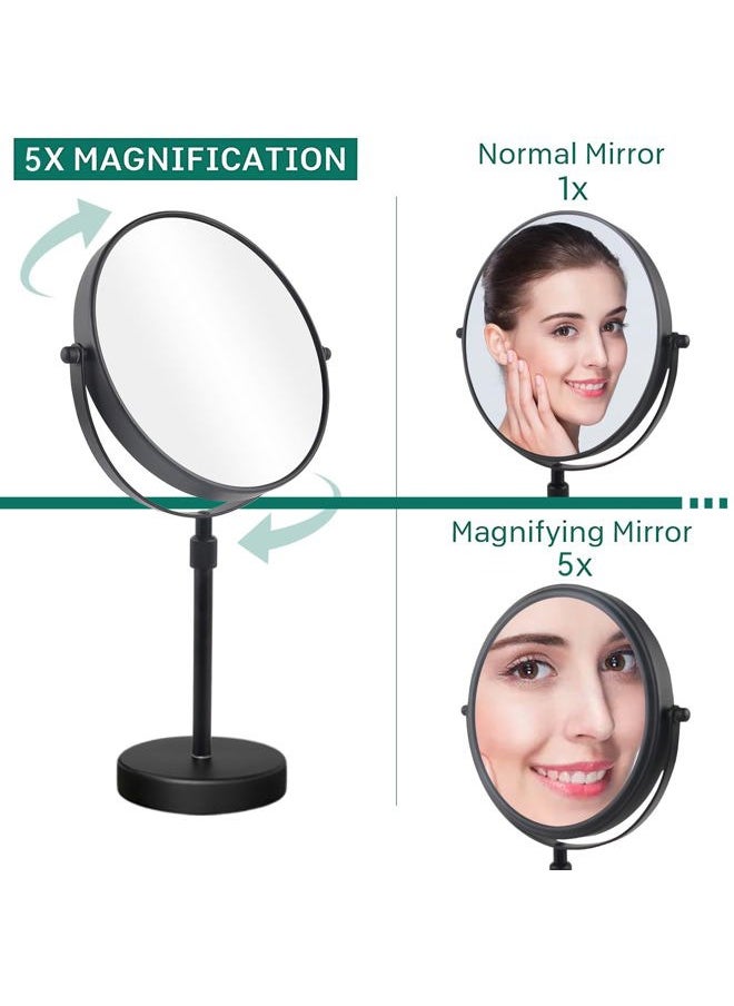 Nicesail Higher Taller Tabletop Makeup Mirror of 8 Inch, 5X Magnified Makeup Mirror Countertop Standing, Height Adjustable, Double Sided Mirror in Matte Black (8 Inch, 5X)…  - Image 5