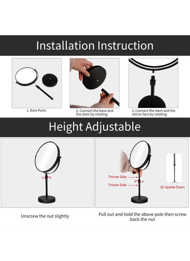 Nicesail Higher Taller Tabletop Makeup Mirror of 8 Inch, 5X Magnified Makeup Mirror Countertop Standing, Height Adjustable, Double Sided Mirror in Matte Black (8 Inch, 5X)…  - Image 4