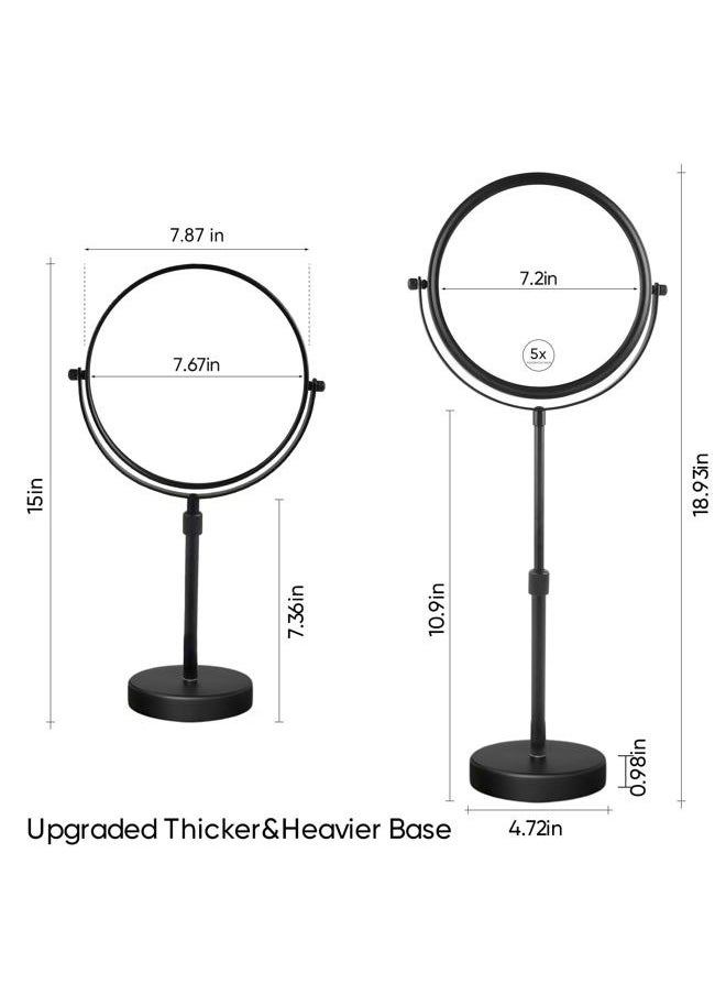 Nicesail Higher Taller Tabletop Makeup Mirror of 8 Inch, 5X Magnified Makeup Mirror Countertop Standing, Height Adjustable, Double Sided Mirror in Matte Black (8 Inch, 5X)…  - Image 3