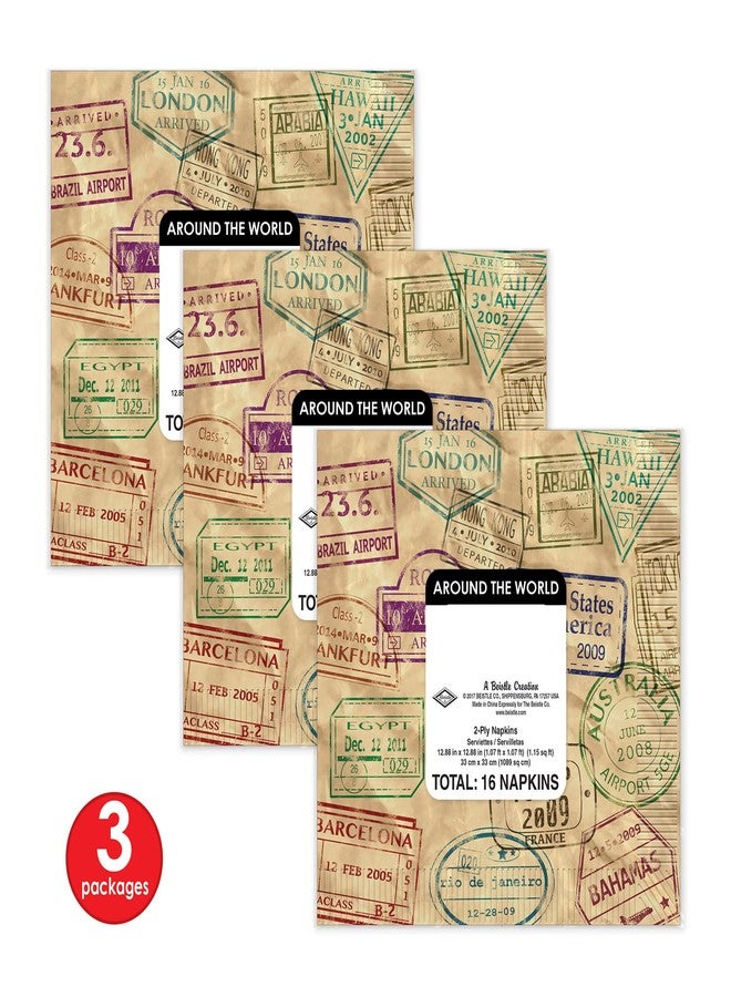 Beistle 48 Piece World Travel Theme Lunch Napkins Tableware Let The Adventure Begin Party Supplies Retirement Decorations - Image 3