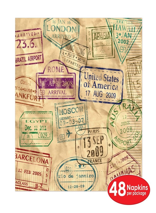 Beistle 48 Piece World Travel Theme Lunch Napkins Tableware Let The Adventure Begin Party Supplies Retirement Decorations - Image 2