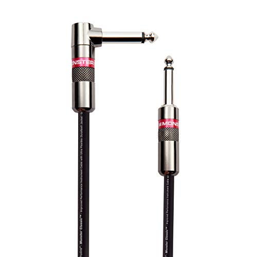 Monster Prolink Classic Instrument Guitar Cable - 12 ft Straight to Right Angle Instrument Cable. All Metal & Duraflex Outer Jacket. 90% Copper Braided Shield Monster Instrument Cable - Image 1