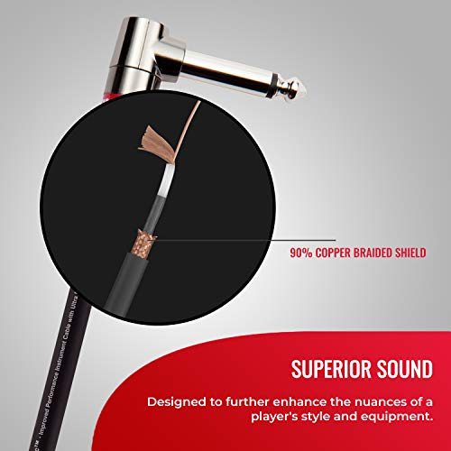 Monster Prolink Classic Instrument Guitar Cable - 12 ft Straight to Right Angle Instrument Cable. All Metal & Duraflex Outer Jacket. 90% Copper Braided Shield Monster Instrument Cable - Image 3