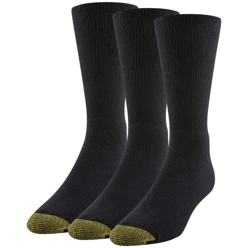 GOLDTOE Men's Non Binding Crew Socks, Multipairs, Black (3-Pairs), Large - Image 1