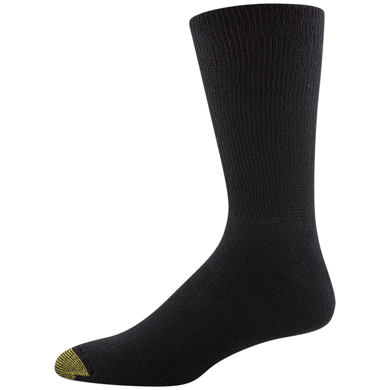 GOLDTOE Men's Non Binding Crew Socks, Multipairs, Black (3-Pairs), Large - Image 4