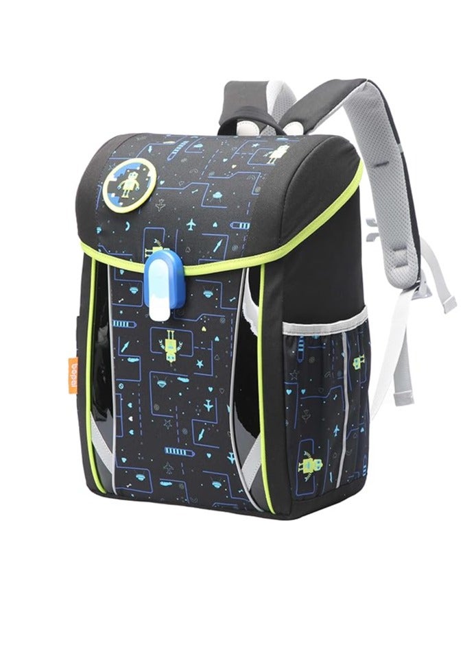 BOPAI Unisex School/College Backpack – 15L Lightweight Water-Resistant Polyester Bag with Laptop Compartment, Magnetic Flap, Ergonomic Design & Side Pockets – Black - Image 1