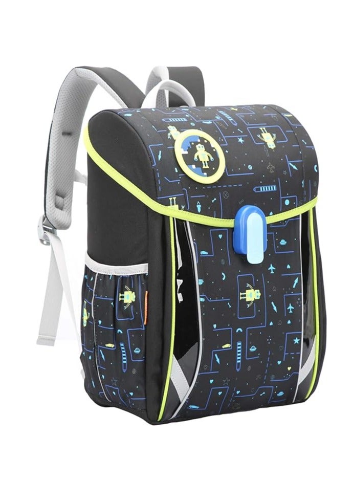 BOPAI Unisex School/College Backpack – 15L Lightweight Water-Resistant Polyester Bag with Laptop Compartment, Magnetic Flap, Ergonomic Design & Side Pockets – Black - Image 2