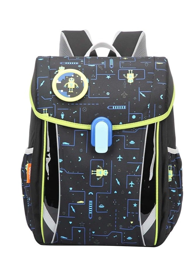 BOPAI Unisex School/College Backpack – 15L Lightweight Water-Resistant Polyester Bag with Laptop Compartment, Magnetic Flap, Ergonomic Design & Side Pockets – Black - Image 5