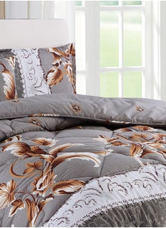 Moon Bed In A Bag Medium Filling King Size Comforter Set, 10 Pcs Floral Bedding Set Size 220 X 240 Cm with Comforter, Quilted Bed Skirt, Pillowcases, Cushion & Bedroom Slipper, Multicolor  - Image 4