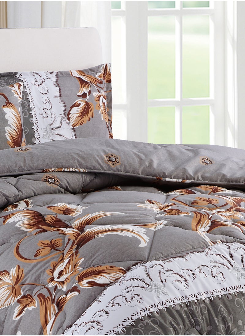 Moon Bed In A Bag Medium Filling King Size Comforter Set, 10 Pcs Floral Bedding Set Size 220 X 240 Cm with Comforter, Quilted Bed Skirt, Pillowcases, Cushion & Bedroom Slipper, Multicolor  - Image 4