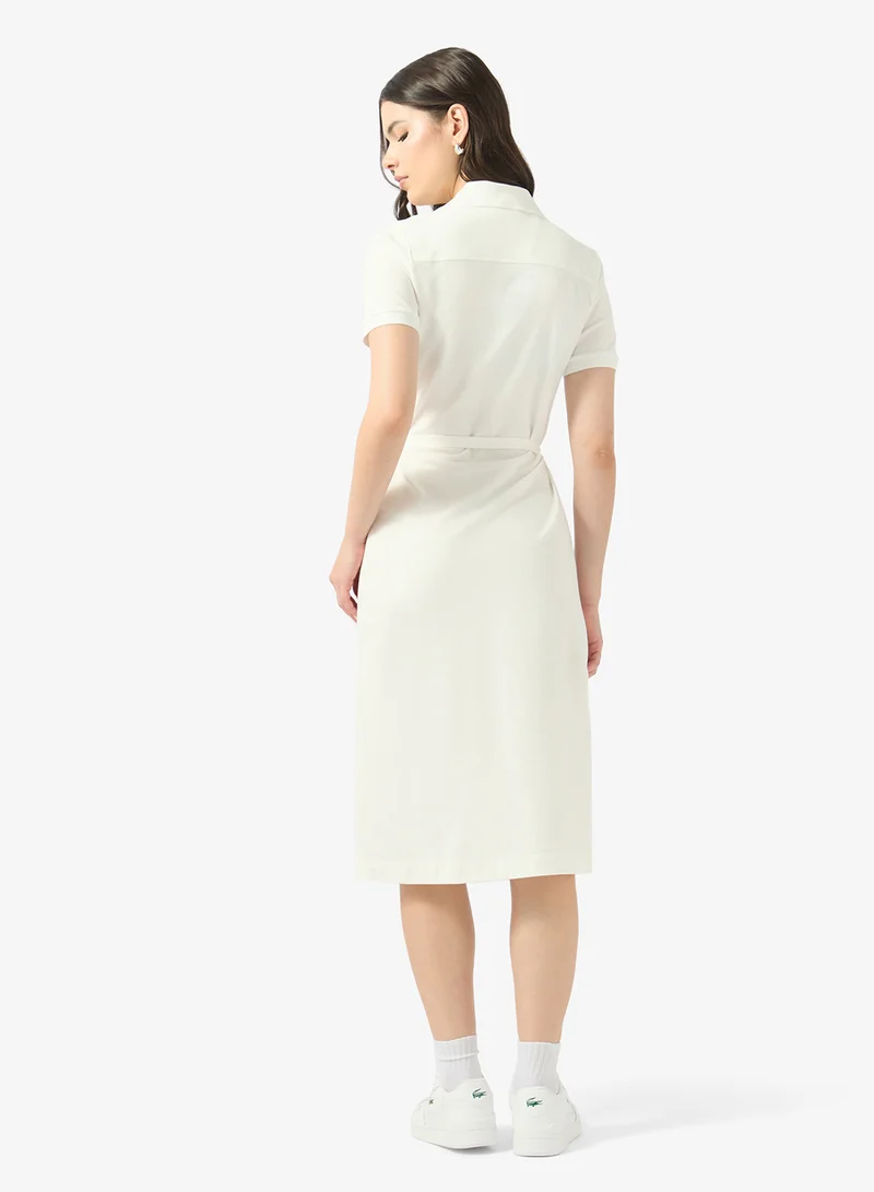 لاكوست Wrap Detail Polo Neck Maxi Dress