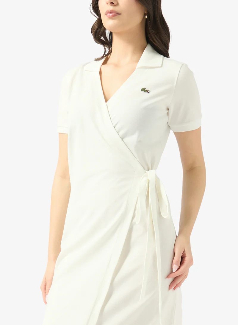 LACOSTE  Wrap Detail Polo Neck Maxi Dress for Women | Best Price UAE