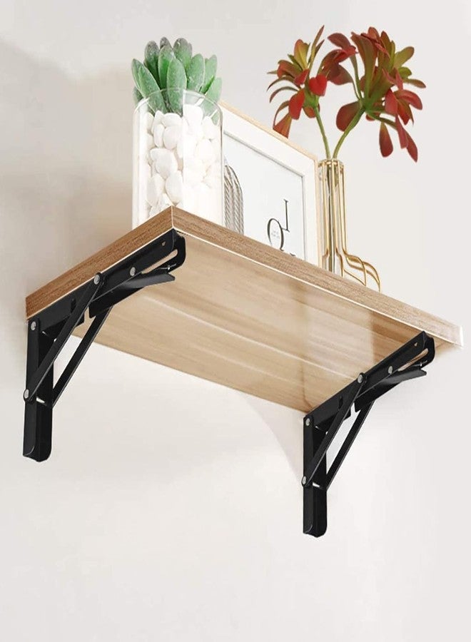 VDNSI Folding Shelf Brackets Heavy Duty Metal Collapsible Shelf Bracket DIY Wall Mounted Foldable Shelf Bracket Hinge Wall Mounted Space Saving for Bench Table (30 CM, 2) - Image 5
