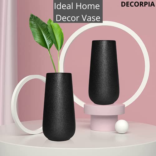 DECORPIA Premium Quality Large Ceramic Black Vase - 9 inch | Flower Vase for Home Decor, Farmhouse, Modern, Bohemian & Aesthetic Room Decor - Image 3