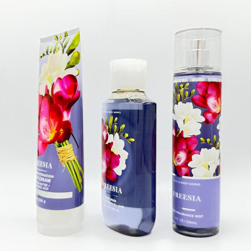 Freesia Bath Body 3Piece Bundle Ultimate Hydration Body Cream Body Wash and Fine Fragrance Mist - Image 3