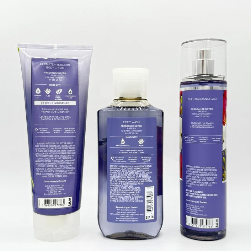 Freesia Bath Body 3Piece Bundle Ultimate Hydration Body Cream Body Wash and Fine Fragrance Mist - Image 2