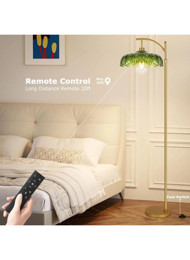 يُسلِّم مصباح أرضي مقوس بتصميم منتصف القرن، قابل لتعديل الإضاءة والارتفاع مع جهاز تحكم عن بعد، مصباح قائم لغرفة المعيشة وغرفة الطعام وغرفة النوم (أخضر) - Image 3