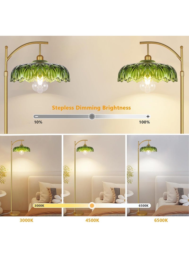 يُسلِّم مصباح أرضي مقوس بتصميم منتصف القرن، قابل لتعديل الإضاءة والارتفاع مع جهاز تحكم عن بعد، مصباح قائم لغرفة المعيشة وغرفة الطعام وغرفة النوم (أخضر) - Image 2