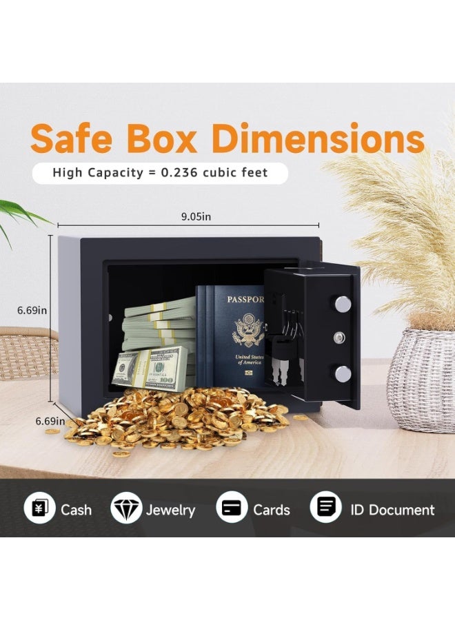 توريسيك خزنة أمنية - خزنة صغيرة للنقود مزودة برمز ومفاتيح، خزنة صغيرة متينة للنقود مزودة بلوحة مفاتيح إلكترونية رقمية للأمن للمكتب المنزلي والفندق - Image 2