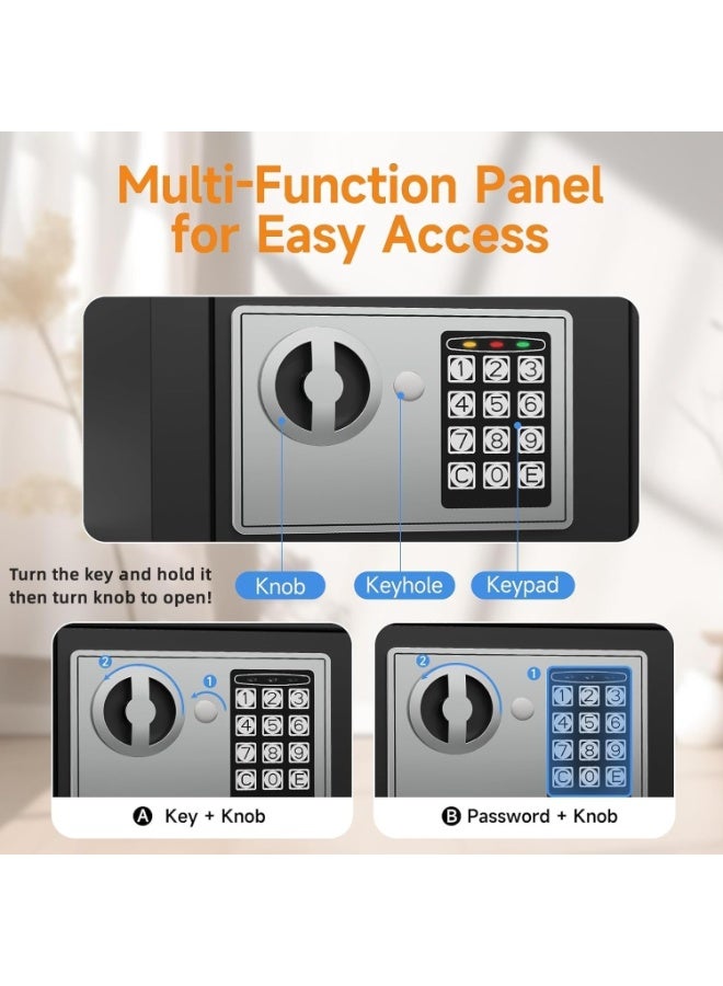 توريسيك خزنة أمنية - خزنة صغيرة للنقود مزودة برمز ومفاتيح، خزنة صغيرة متينة للنقود مزودة بلوحة مفاتيح إلكترونية رقمية للأمن للمكتب المنزلي والفندق - Image 3